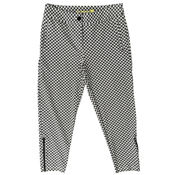 Betabrand Black White Cat Catstooth Houndstooth Ankle Zip Pants sz M Petite - Picture 2 of 12